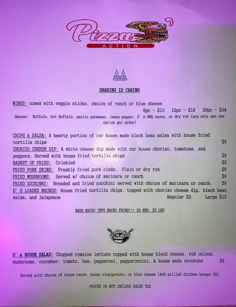 Pizza D'Action Menu image 1